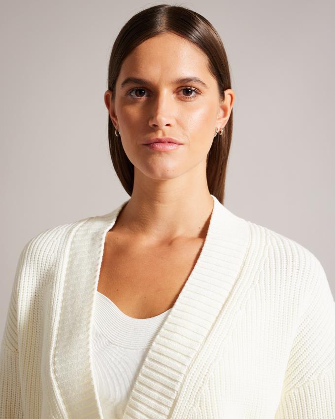 Cardigan Ted Baker Easy Fit Knitted Blanche Femme | NRM-95851989